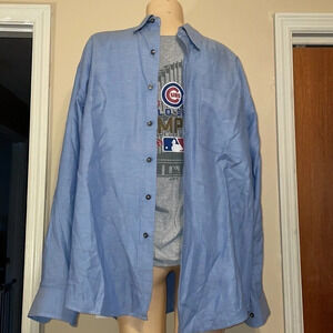 Cutter & buck men’s shirt Large button down blue cotton long sleeve collar work